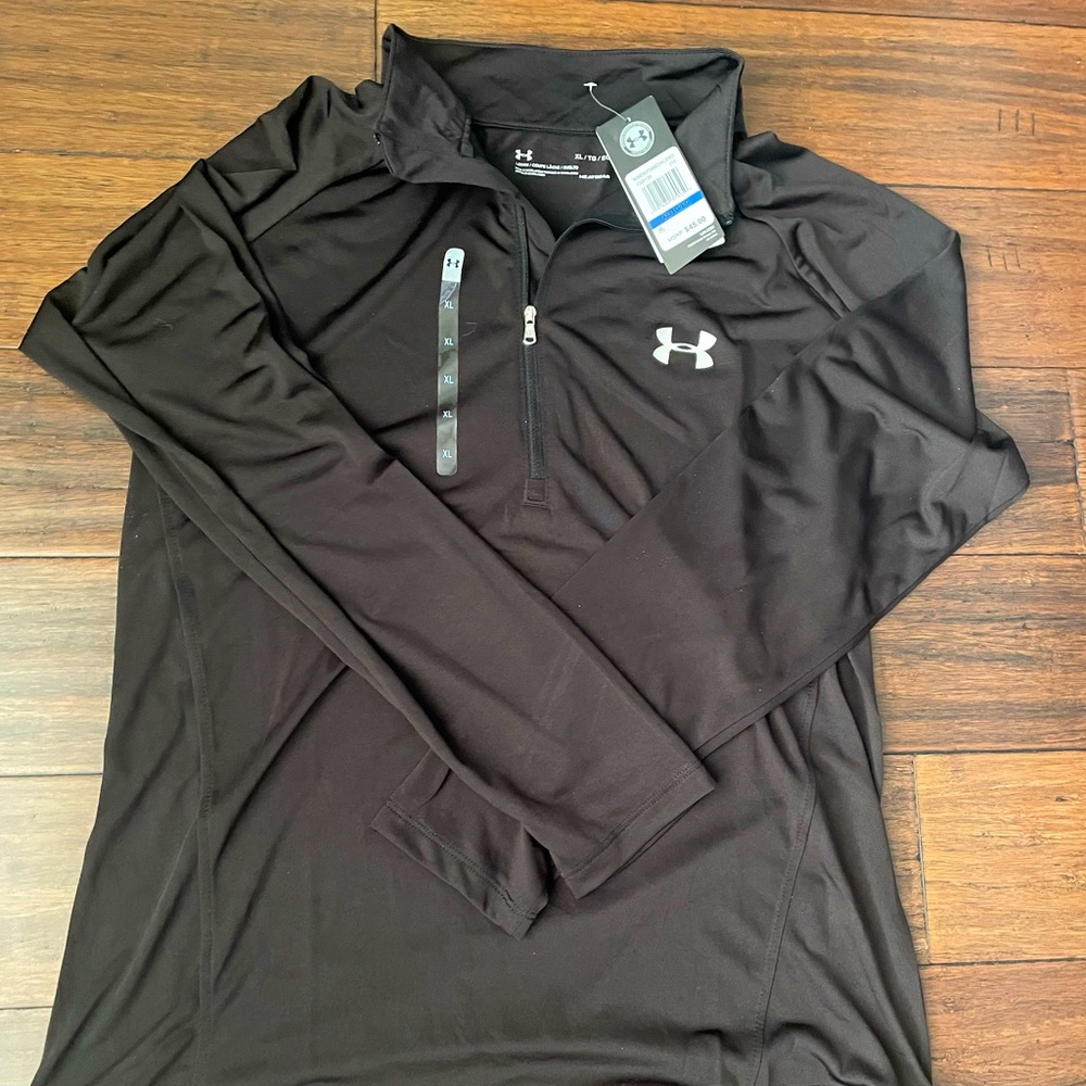 UNDER ARMOUR Womens Heat Gear 3/4 Zip Black Pullover Size XL